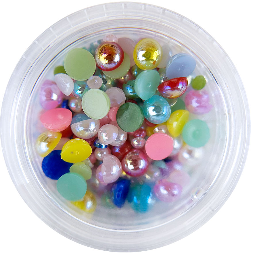 Decor for nails pearls, halves Kolyorova No. 1, 2.5 g, Mix, (in container)