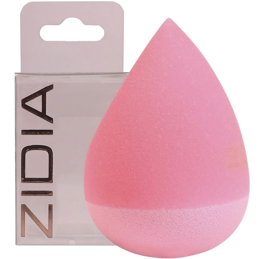 Спонж ZIDIA MakeUp Blender "Simone", двусторонний, розовый в коробочке (без латекса, покрытие из микрофибры)