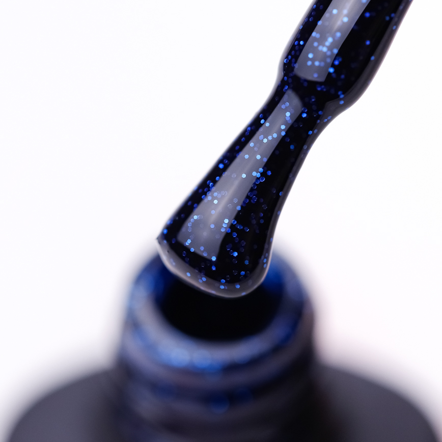 Valeri Gel nail polish 113 (black-blue with blue glitter), 6 ml