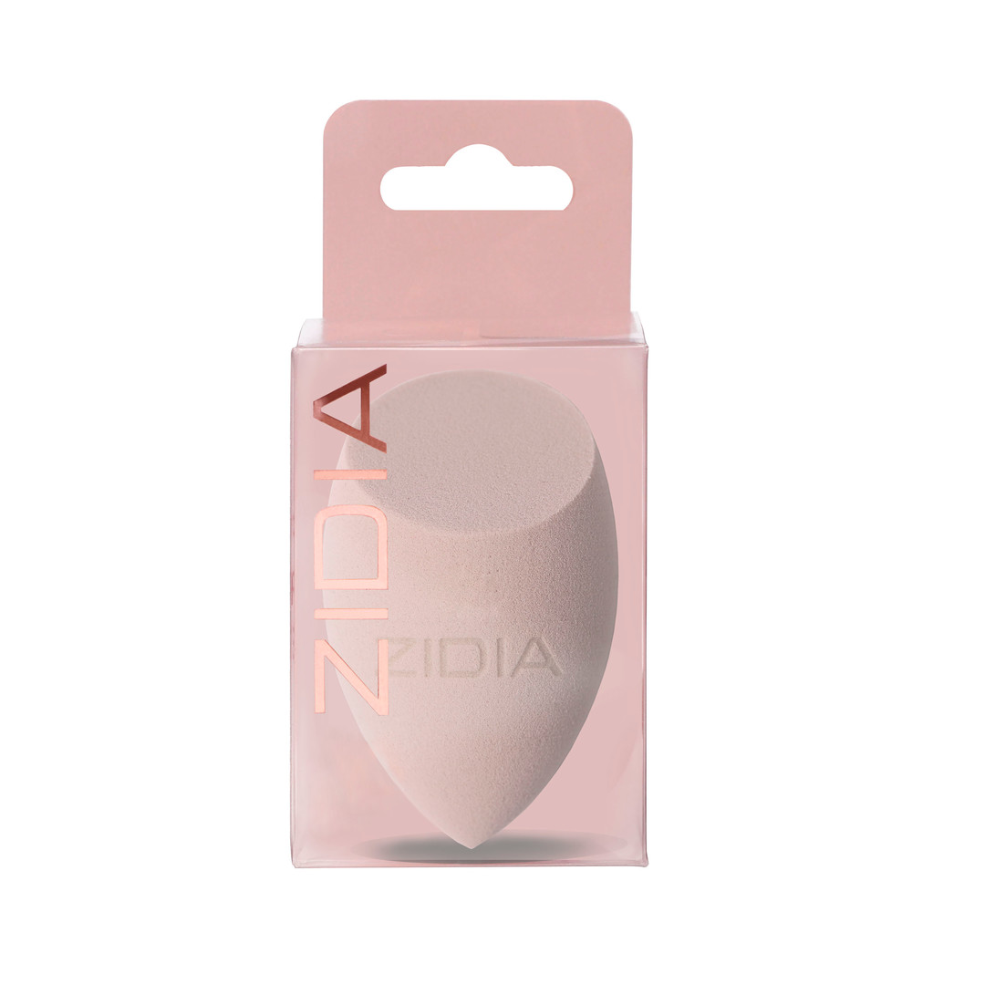Спонж ZIDIA MakeUp Blender "Frieda", срезанная капля, серый в коробочке (без латекса)