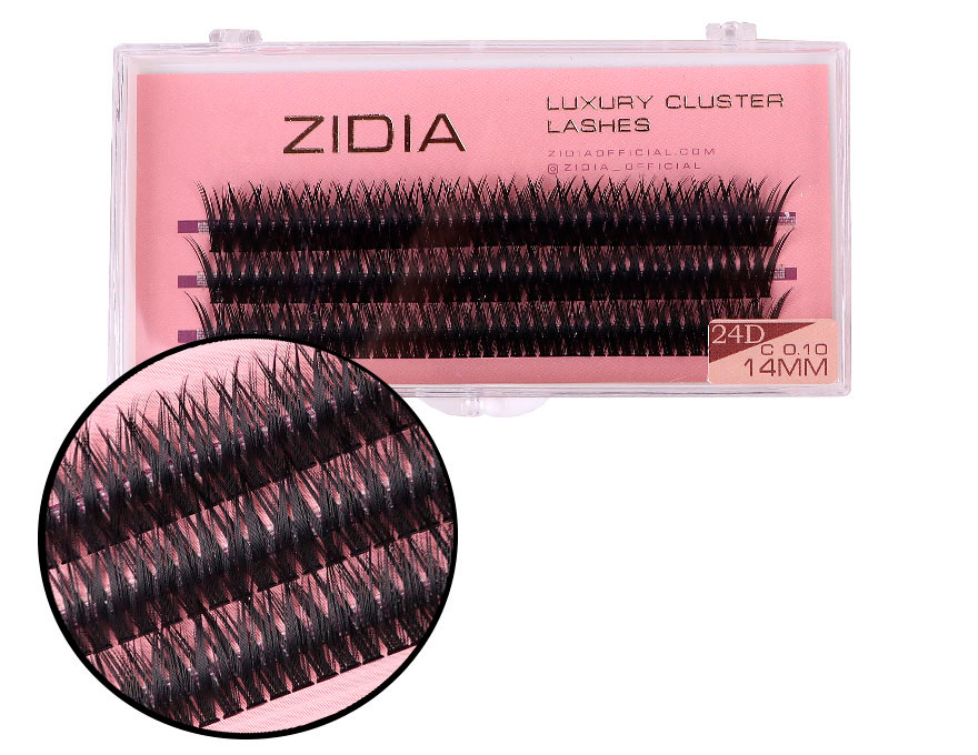 ZIDIA Cluster lashes Вії-пучки fish tail 24D C 0,10 (3 стрічки, розмір 14 мм) ZIDIA Cluster lashes Вії-пучки fish tail 24D C 0,10 (3 стрічки, розмір 14 мм)