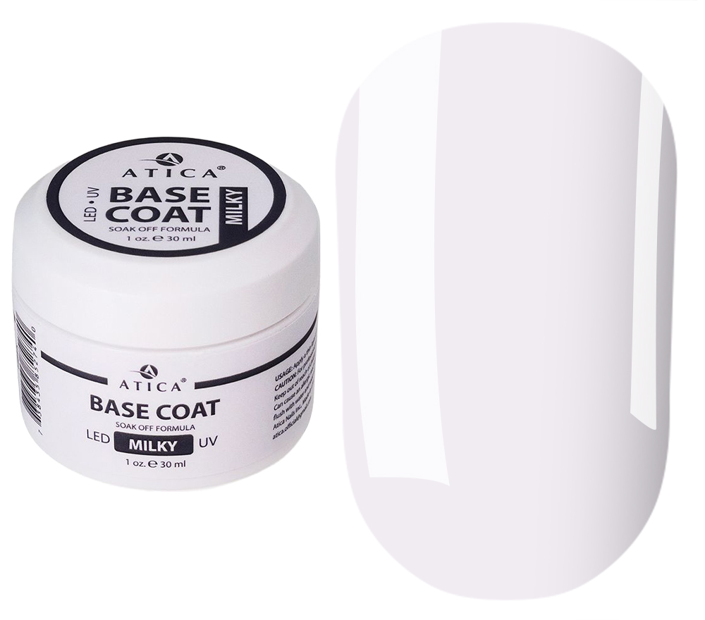 Atica rubber camouflage base for Milky gel polish (milk), 30 ml