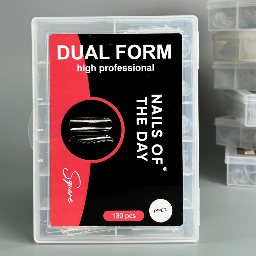 Nails Of The Day Верхні форми для нарощування Dual Form Square 01 (Type 2), 130 шт
