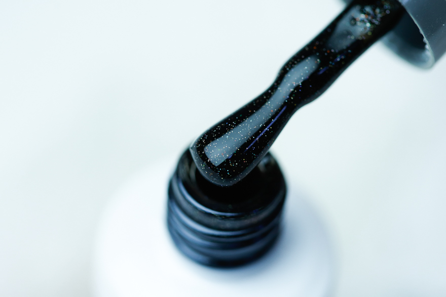 Gel varnish Atica Tonight GPM177 (black with multicolored micro-gloss), 7.5 ml