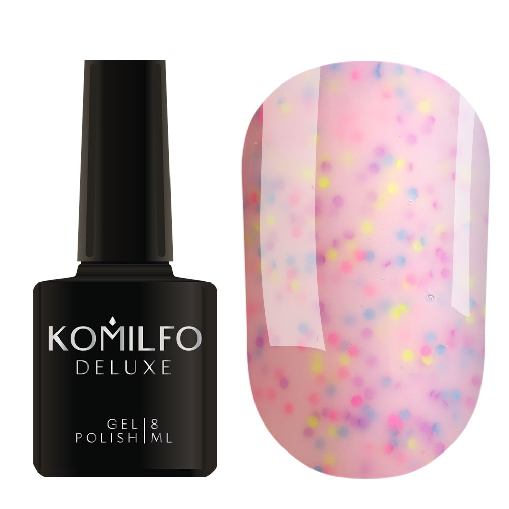 Гель-лак Komilfo Confetti Collection CN009 (светло-лиловый с разноцветной крошкой), 8 мл Гель-лак Komilfo Confetti Collection CN009 (светло-лиловый с разноцветной крошкой), 8 мл