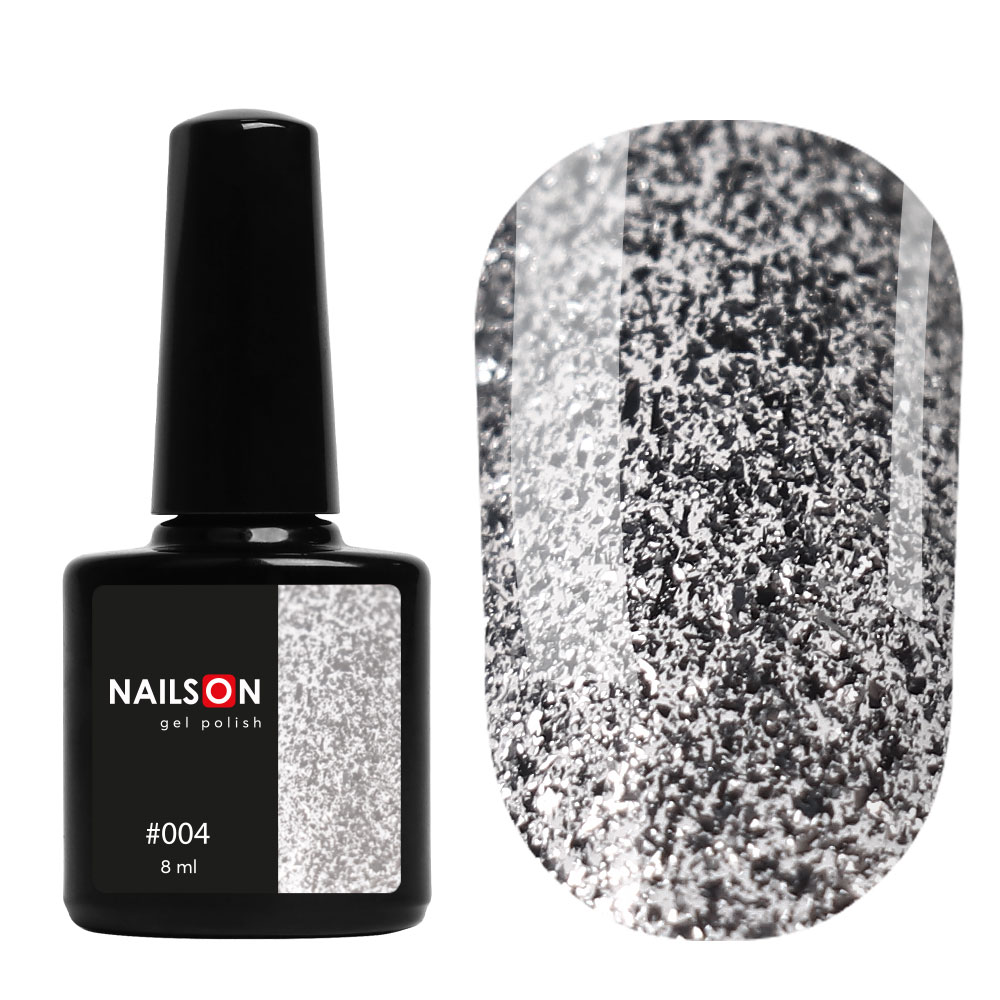 Gel polish NailsOn 004 (silver with shimmer), 8 ml