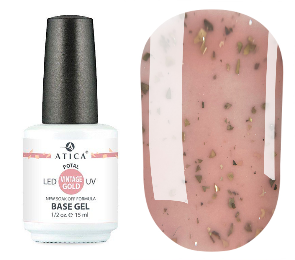 Atica Nail base Base Gel Vintage Gold Potal, 15 ml Atica Nail base Base Gel Vintage Gold Potal, 15 ml