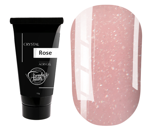 Trendy Nails Acrygel Crystal Rose (пудровый розовый с микроблеском), 15 г