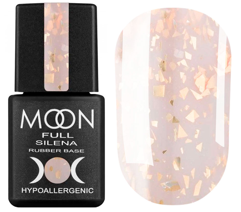 MOON FULL Potal Rubber Base Silena No. 2025 (light peach with golden potal), 8 ml