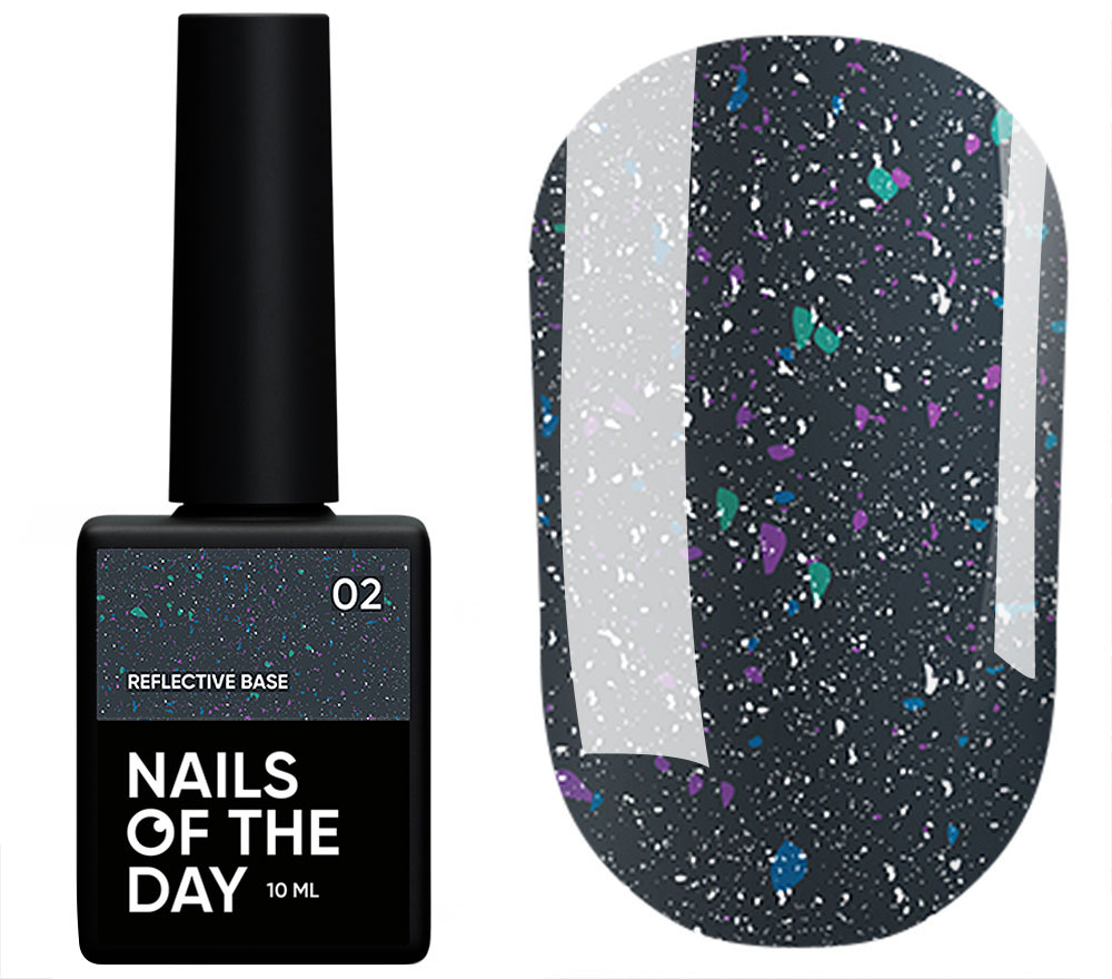 Nails Of The Day Base Reflective No. 02 (gray blue with azure and blue shimmer, reflective), 10 ml