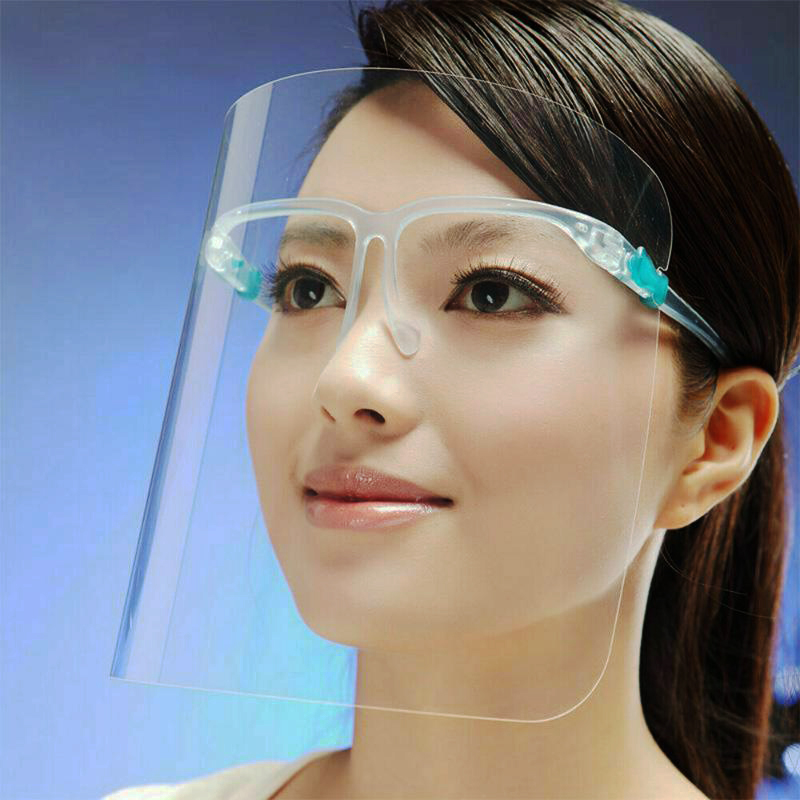 Face shield, plastic, transparent frame