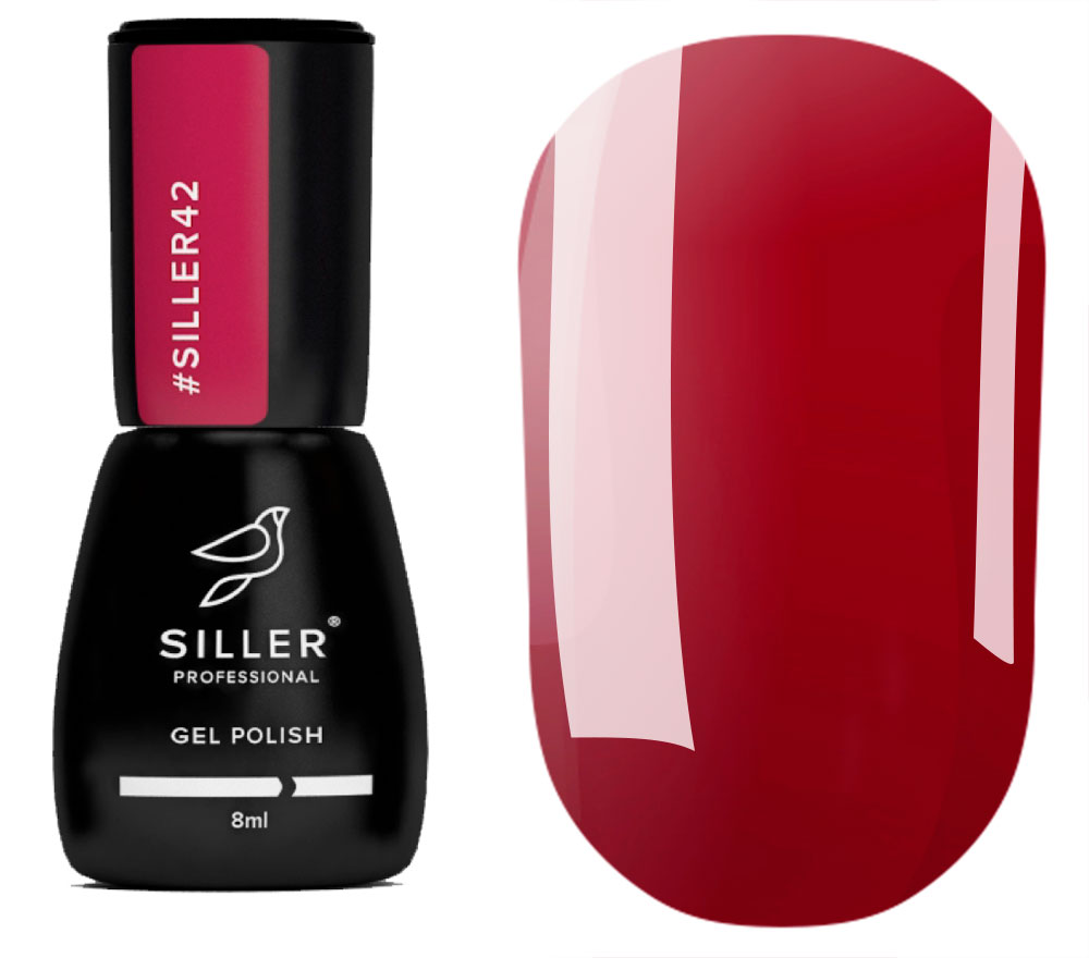 Siller Gel Nail Polish No. 042 (deep burgundy, enamel), 8 ml