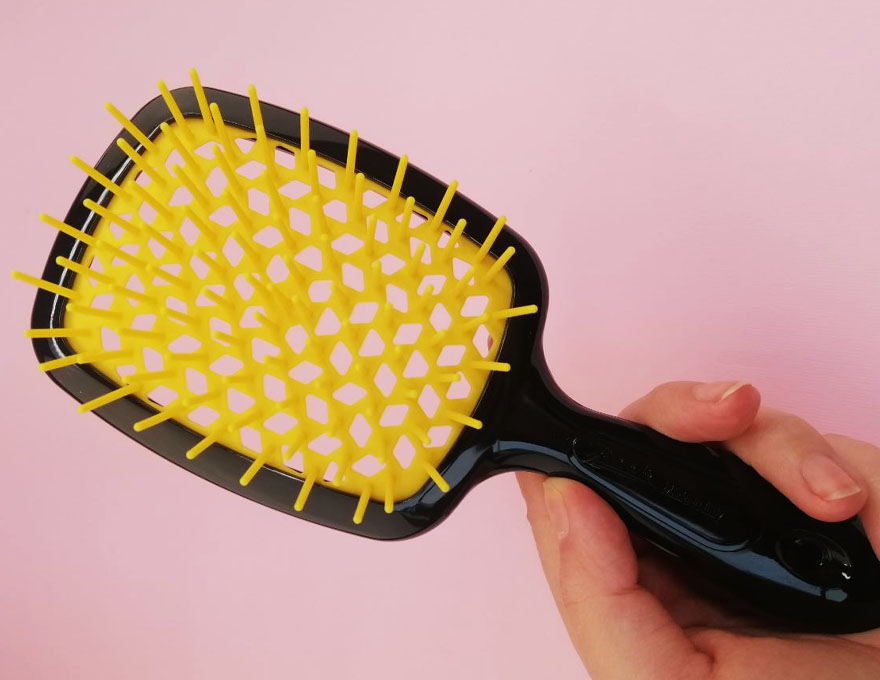 Janeke Superbrush Hair Comb Black with Yellow