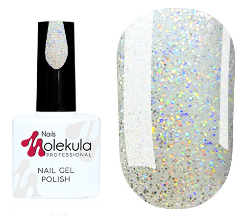 Гель-лак Molekula №020 (прозрачный с голографическими блестками), 11 мл Гель-лак Molekula №020 (прозрачный с голографическими блестками), 11 мл