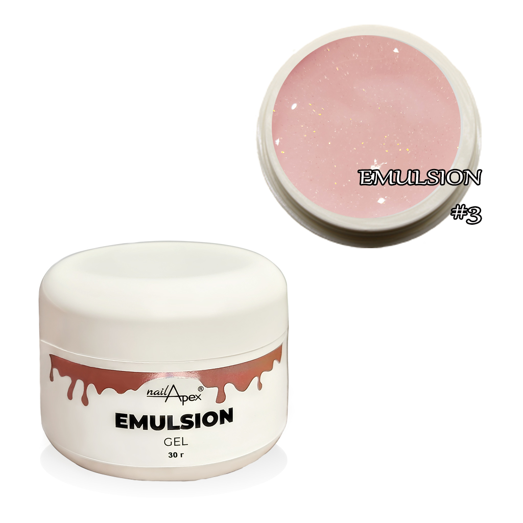 NailApex liquid modeling gel Emulsion No. 3 (delicate milky pink shade with golden pink microshine) 30 g