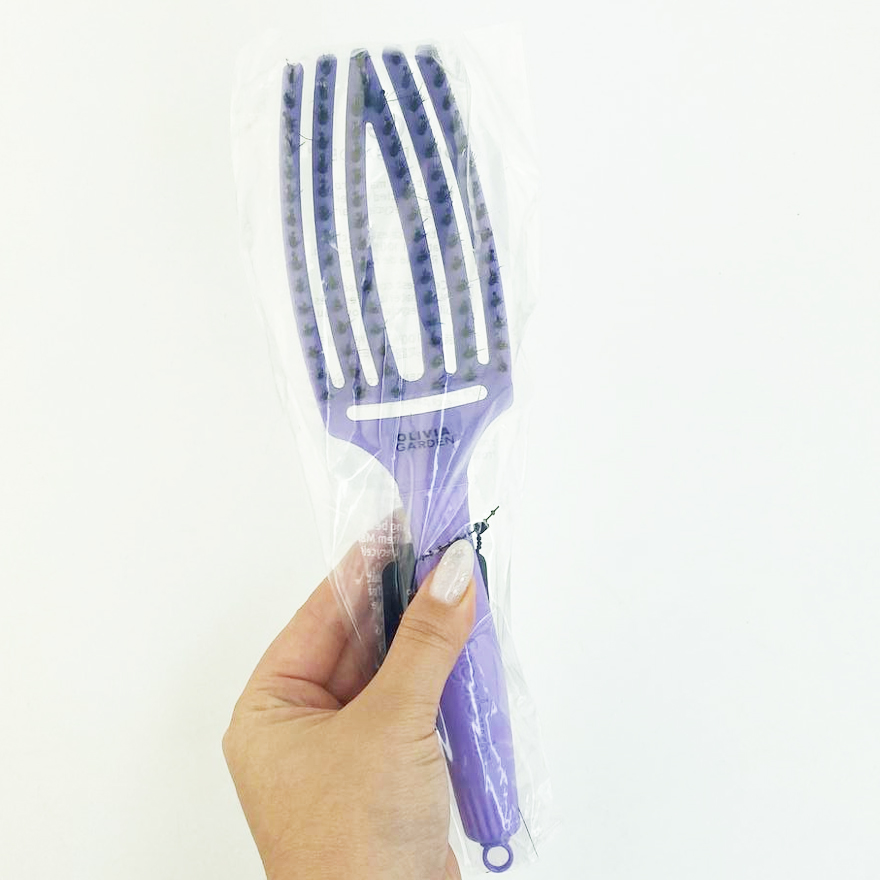 Olivia Garden Massage Brush Natural Bristle Finger Brush Combo Grape