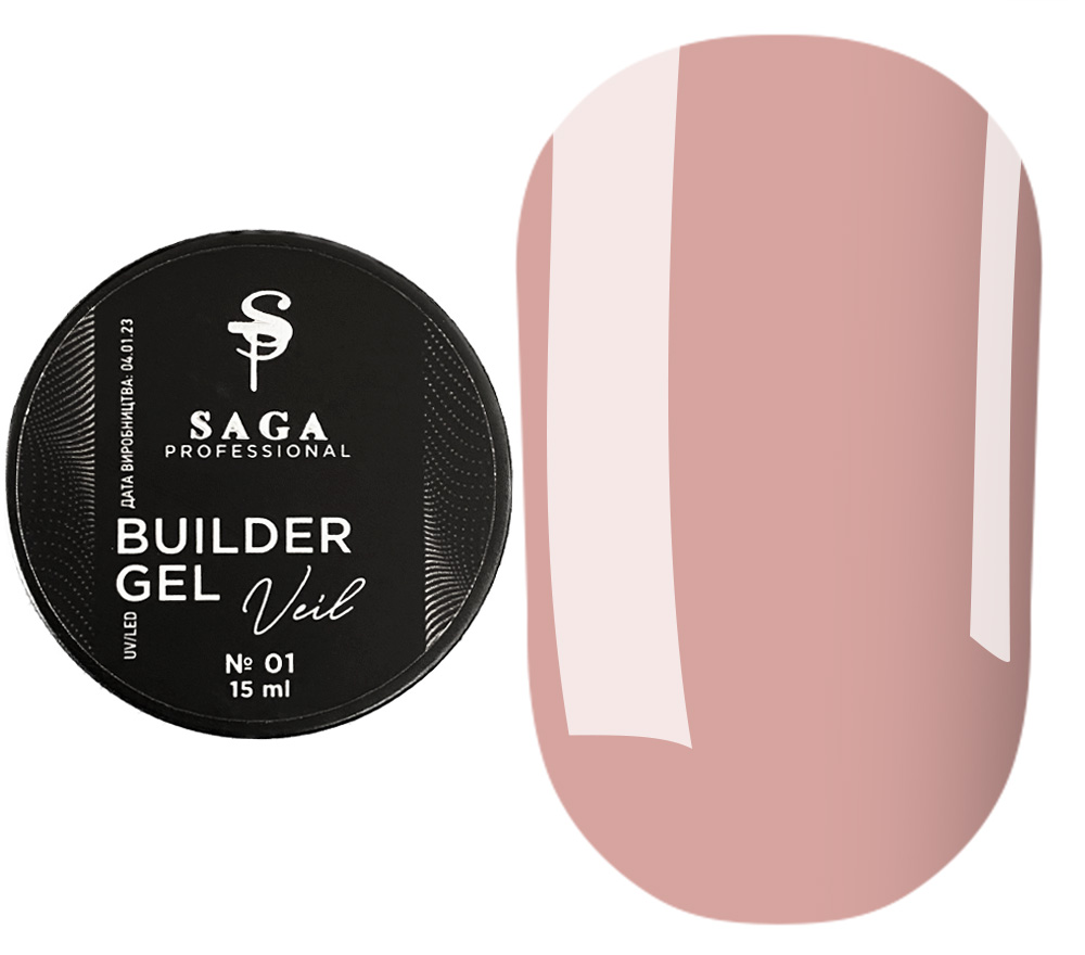SAGA professional Builder Gel Veil 01 (персиково-розовый), 15 мл