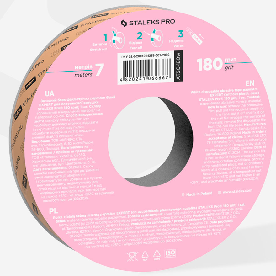 Staleks Pro - Spare file tape block white papmAm for STALEKS PRO EXPERT 180 grit reel
