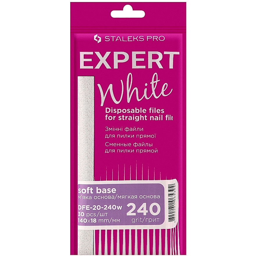 Staleks Pro - Set of replacement white files for a straight saw (on a soft base) EXPERT 20 240 grit, 30 pcs