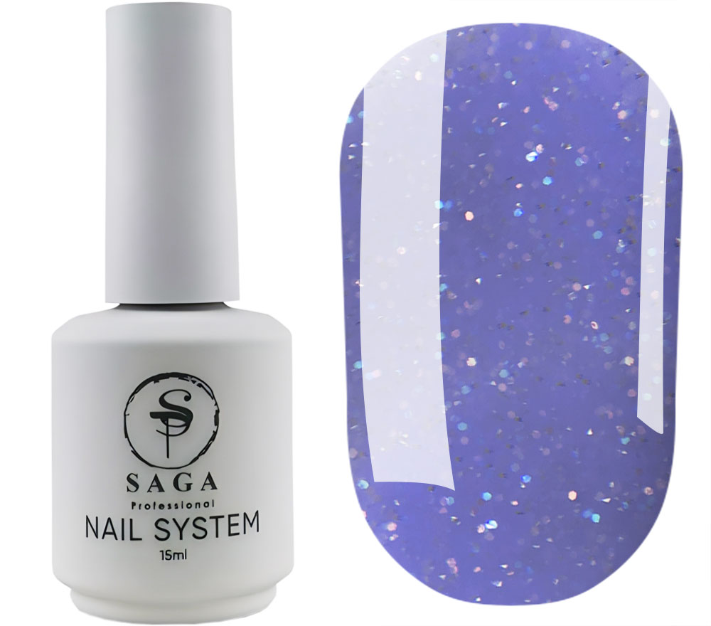 SAGA professional LIQUID GEL 28 (сиреневый с блестками, светоотражающий), 15 мл
