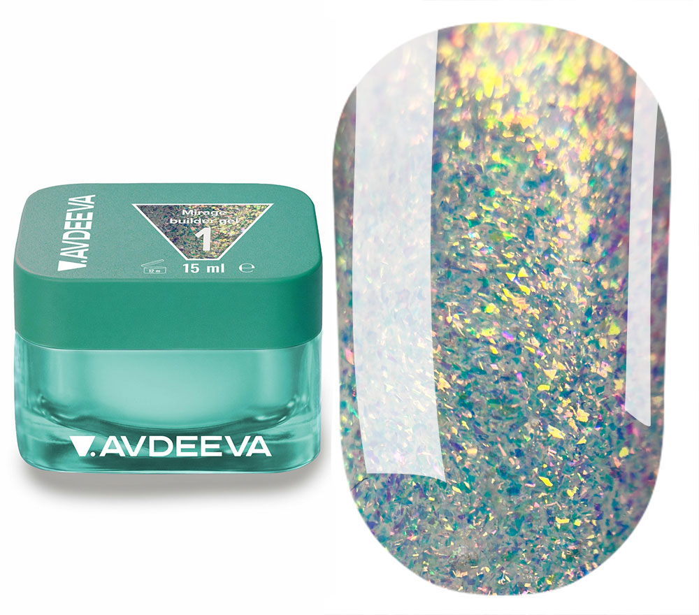 V.AVDEEVA MIRAGE Builder Gel №1 - голографический гель для моделирования ногтей, 15 мл