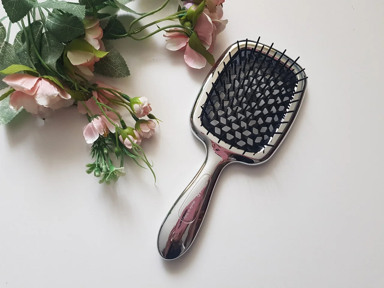 Janeke Superbrush Hair Comb Silver & Black
