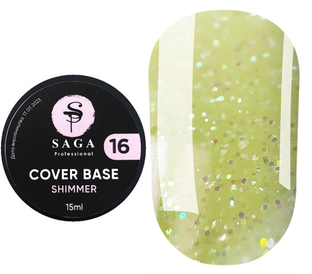 SAGA professional Shimmer Base New 16 (желтый с шиммером), 15 мл