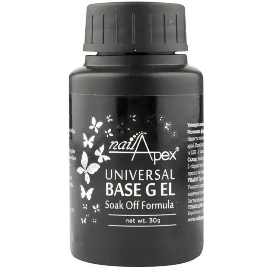 NailApex Soak Off UV Base густа каучукова база універсальна, 30 мл NailApex Soak Off UV Base густа каучукова база універсальна, 30 мл