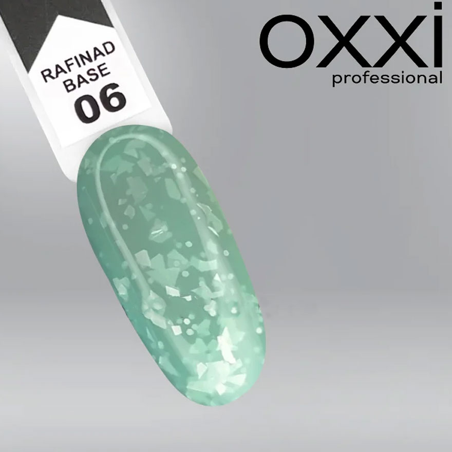 OXXI RAFINAD Base №06- камуфлирующая база с поталью (мятный), 10 мл