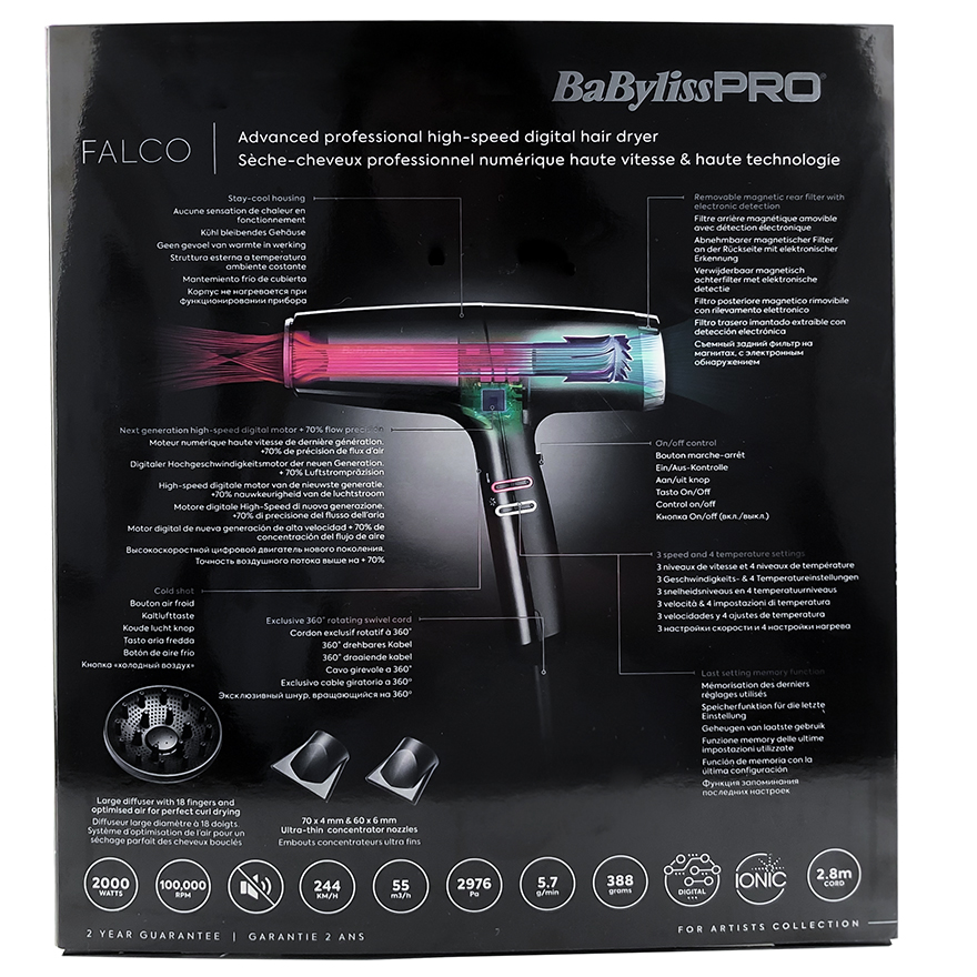 BaByliss PRO Hairdryer FALCO Silver