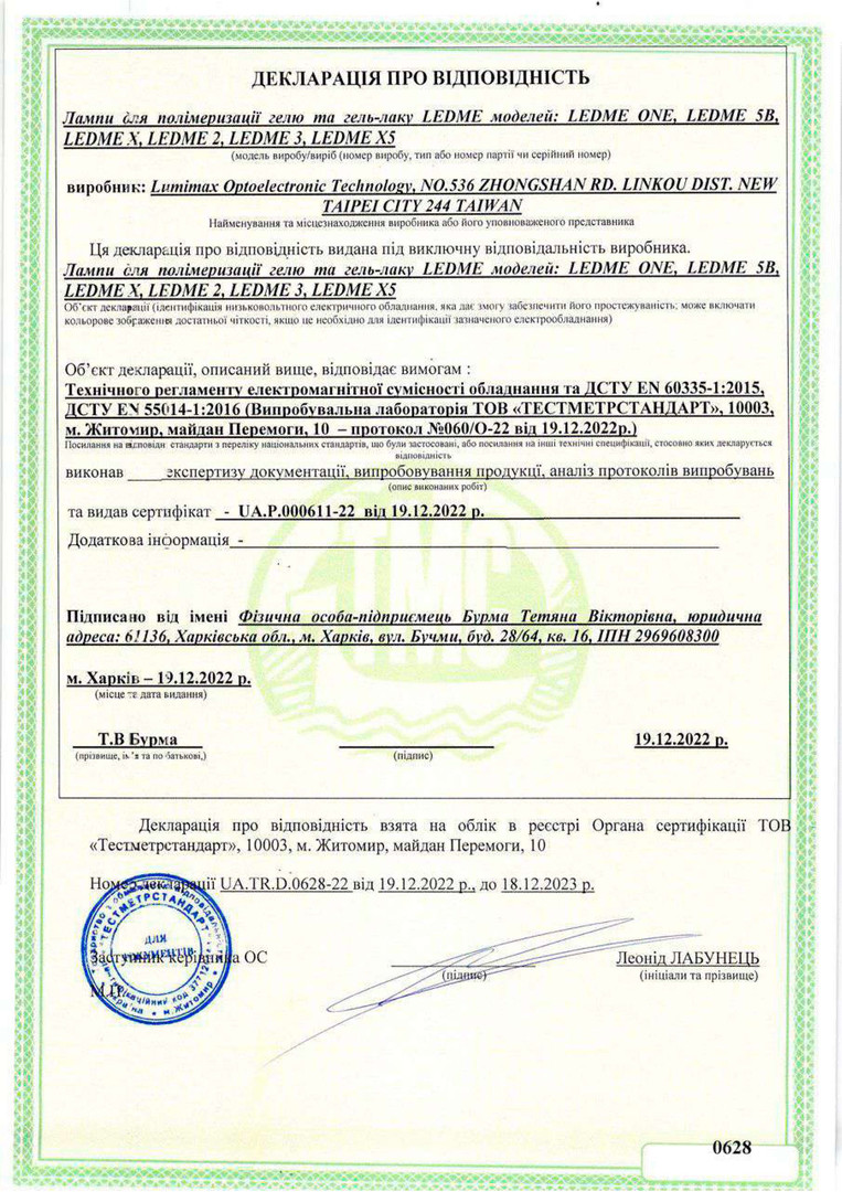 Certificate of Conformity LEDME Certificate of Conformity LEDME