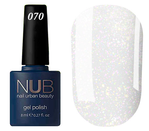 NUB 070 She's Not Me gel varnish (white with holographic glitter), 8 ml NUB 070 She's Not Me gel varnish (white with holographic glitter), 8 ml