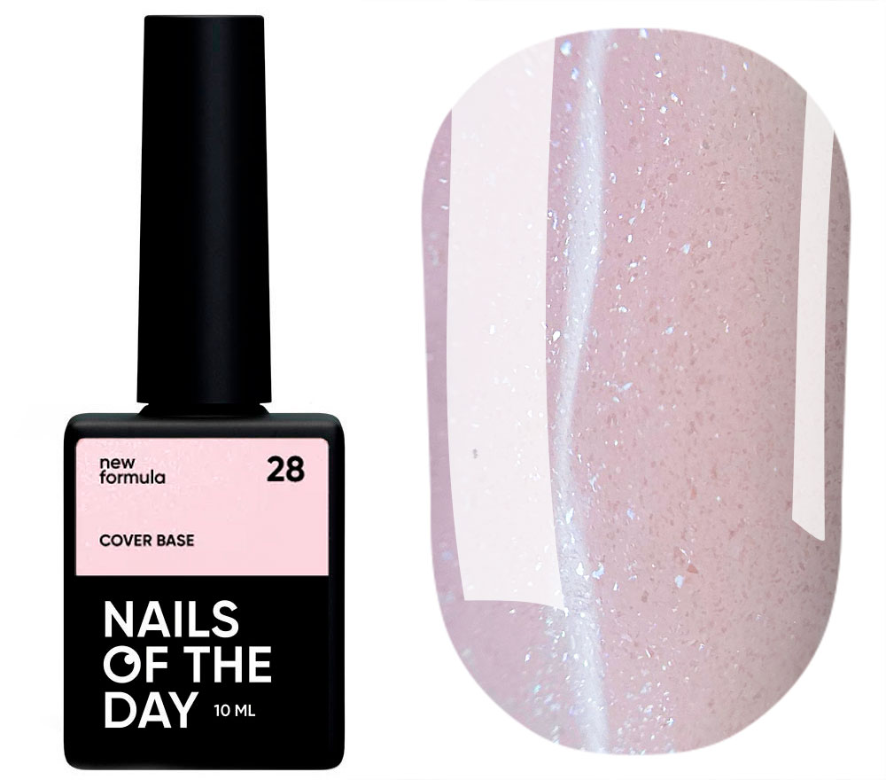 Nails Of The Day Base for nails Cover base No. 28 (powder-rozhev color with sarb shimmer), 10 ml