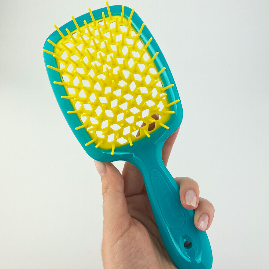 Janeke Superbrush Hairbrush Turquoise with Yellow