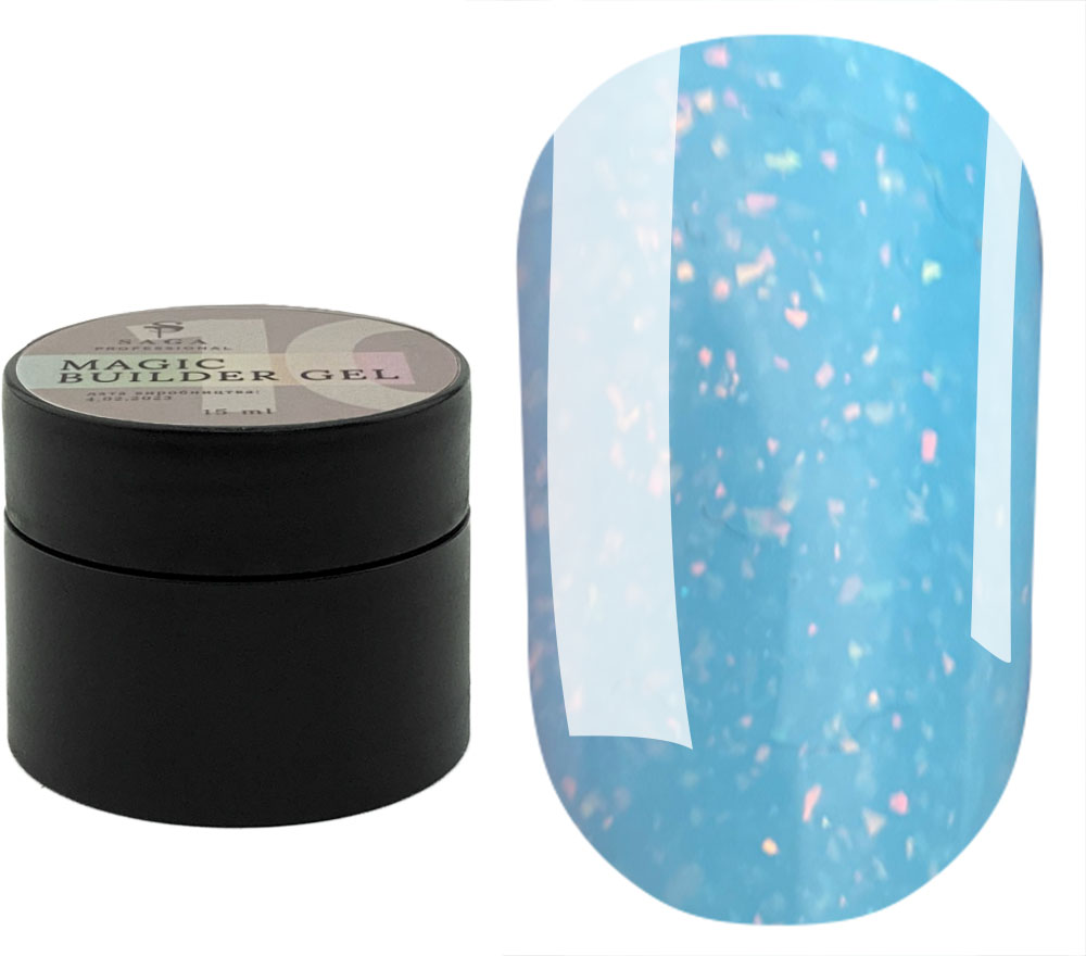 SAGA professional Builder Gel magic 10 (blue with multi-colored potal), 15 ml SAGA professional Builder Gel magic 10 (blue with multi-colored potal), 15 ml
