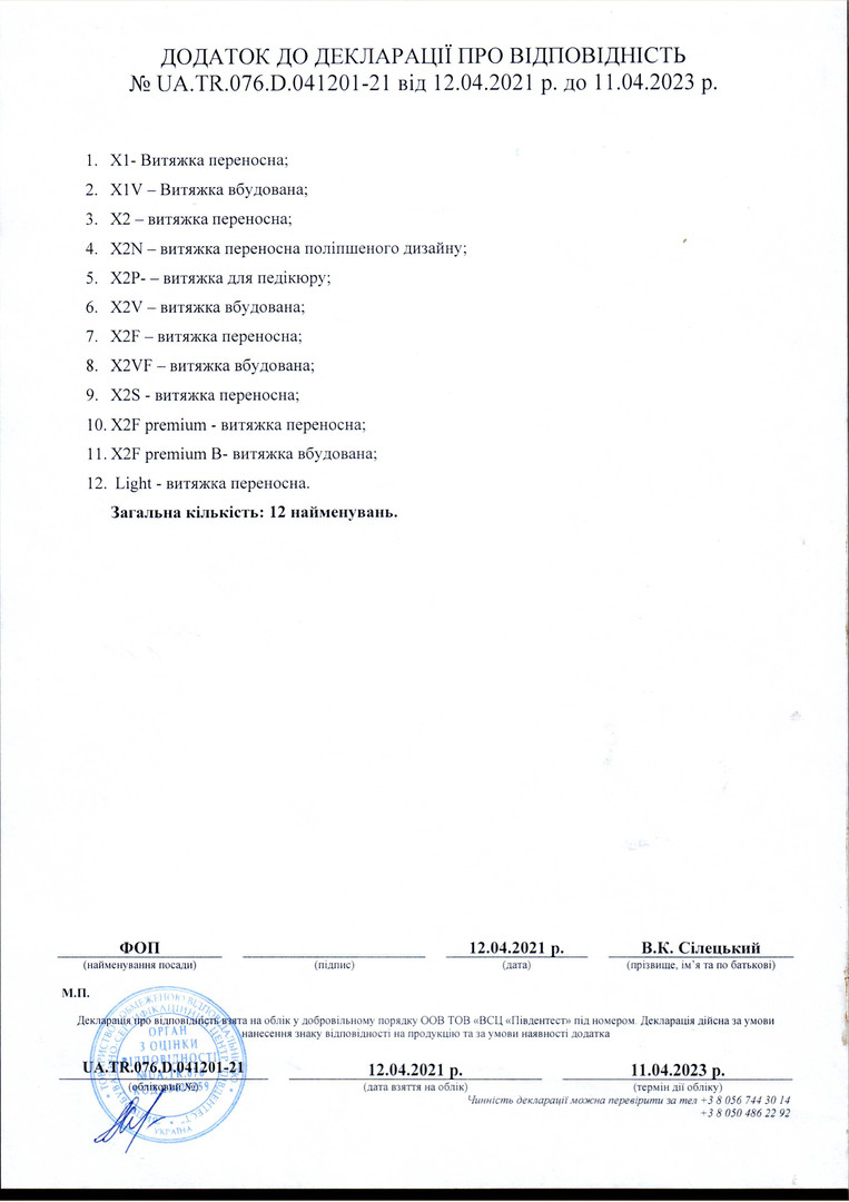 ULKA hygiene certificates