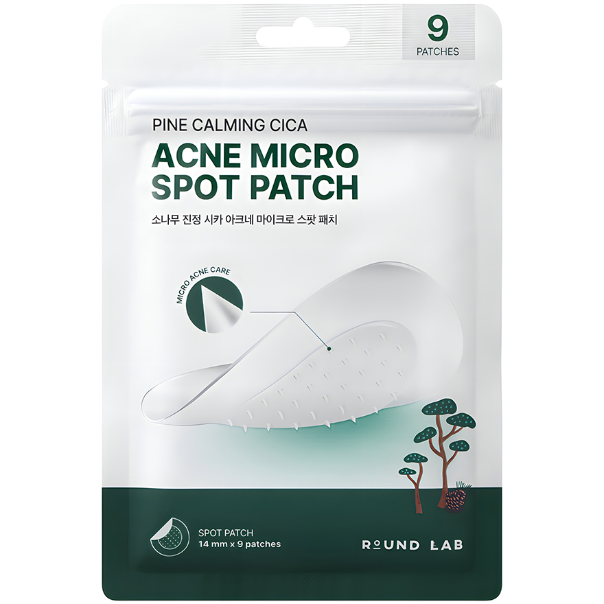 ROUND LAB Патчі з мікроголками для точкового лікування запалень Pine Calming Cica, 9 шт