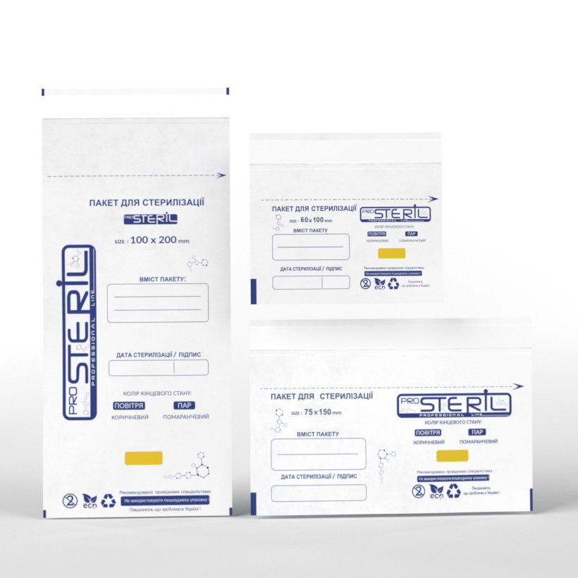 ProSteril Kraft bags for air and steam sterilization, white 75x150 mm, 100 pcs / pack