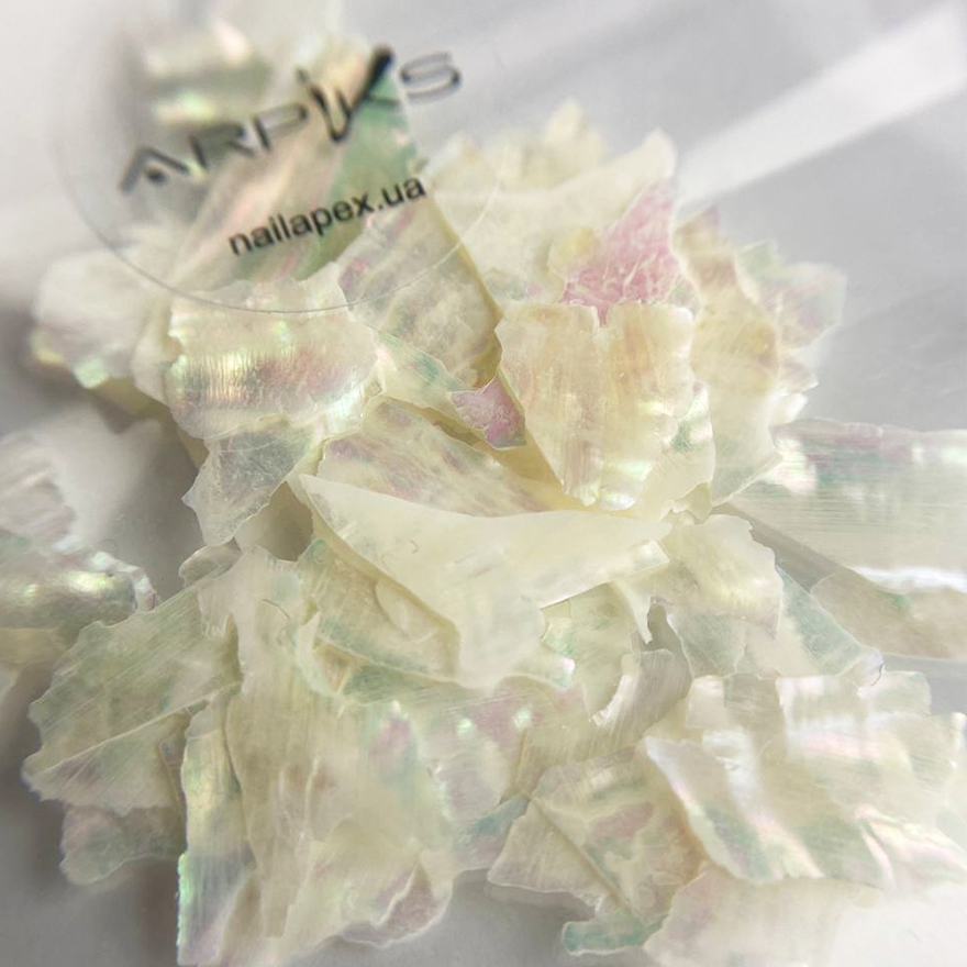 NailApex Mother of pearl for nail design, white hologram natural (ADP01)