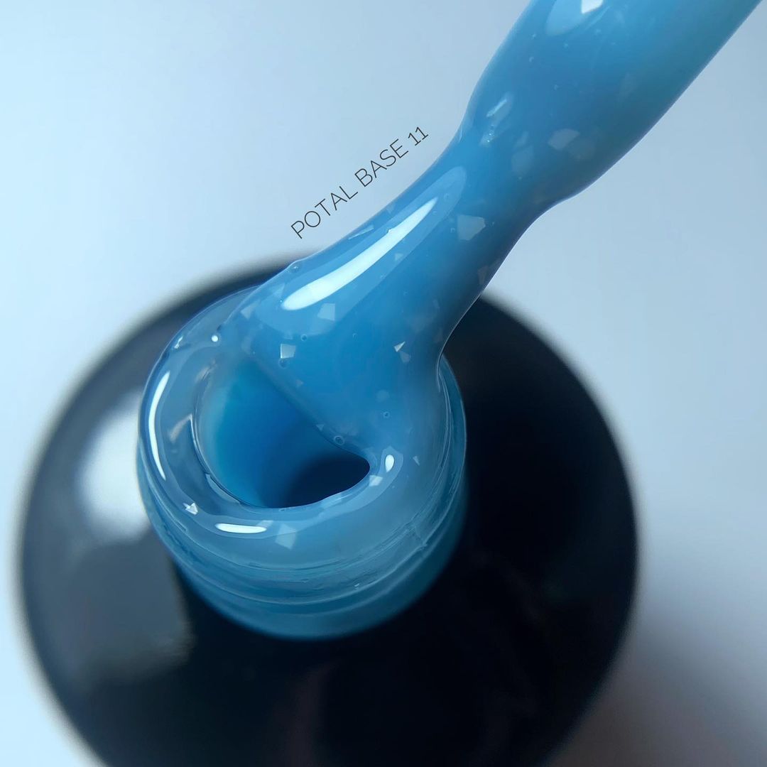 Grade Base for nails Potal base 11 (azure with flakes), 15 ml