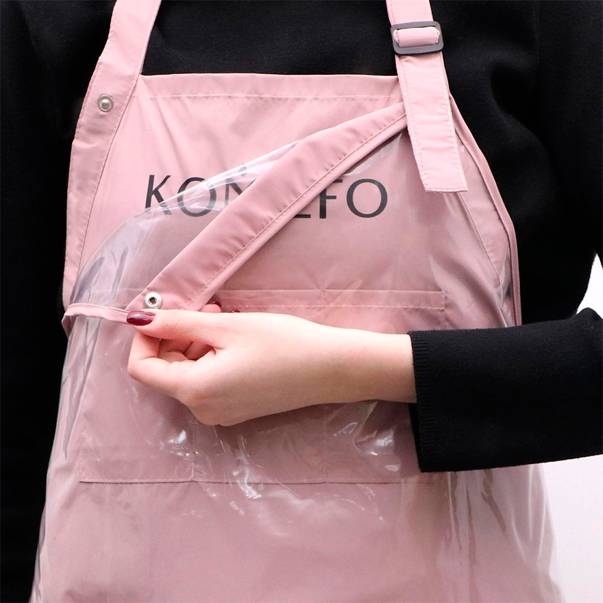 Komilfo apron, powder, short, with a thick PVC fluff