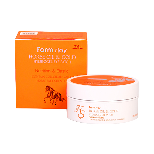 FARMSTAY Horse Oil & Gold Hydrogel Eye Patch, Horse Oil Eye Patch, 60 Pieces