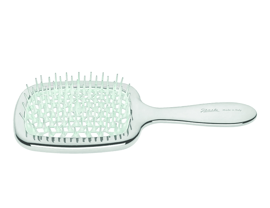 Janeke Superbrush Hair Comb Silver & White