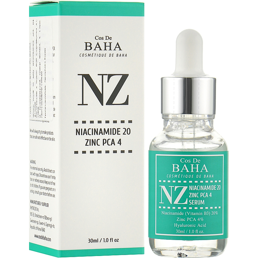 Cos De BAHA Facial serum with niacinamide and zinc NZ Niacinamide 20 Zinc PCA 4 Serum, 30 ml