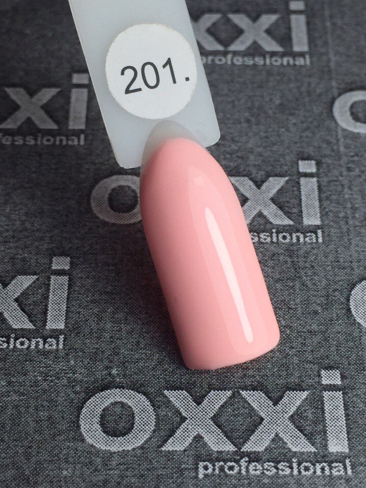 Гель-лак OXXI Professional №201 (светлый персиково-розовый, эмаль), 10 мл