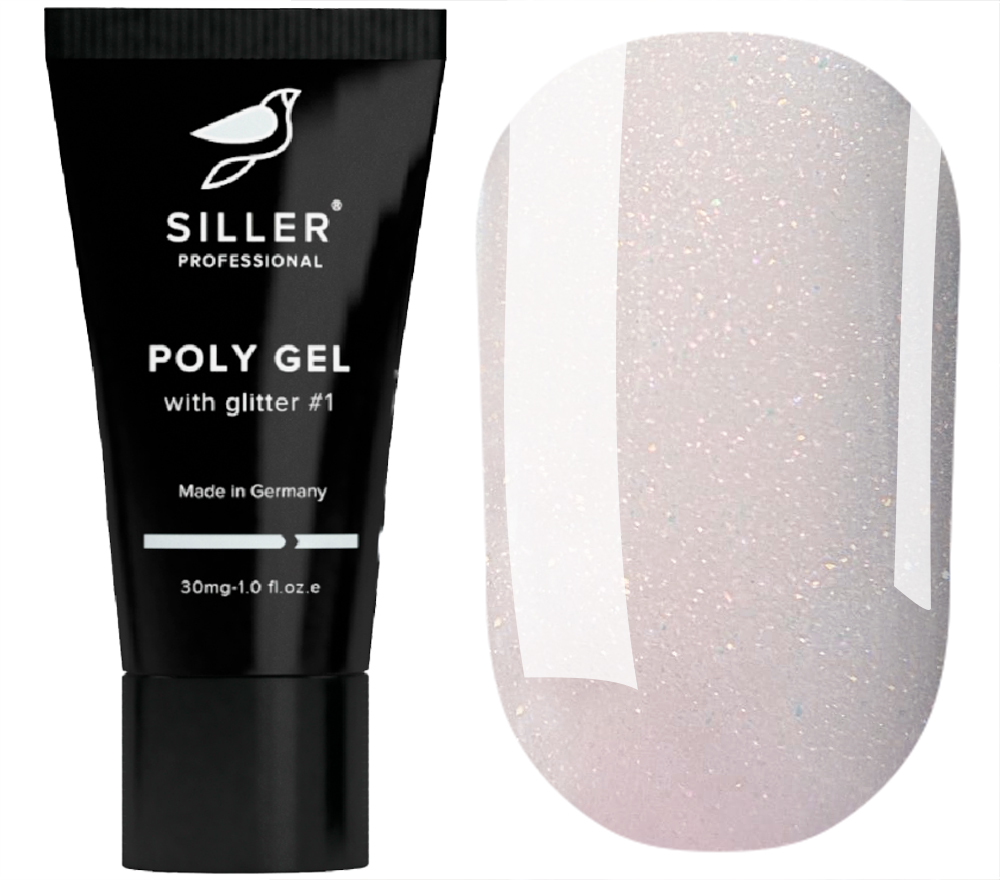 Siller Гель для нігтів з глітером Poly Gel with Glitter №1, 30 мл Siller Гель для нігтів з глітером Poly Gel with Glitter №1, 30 мл