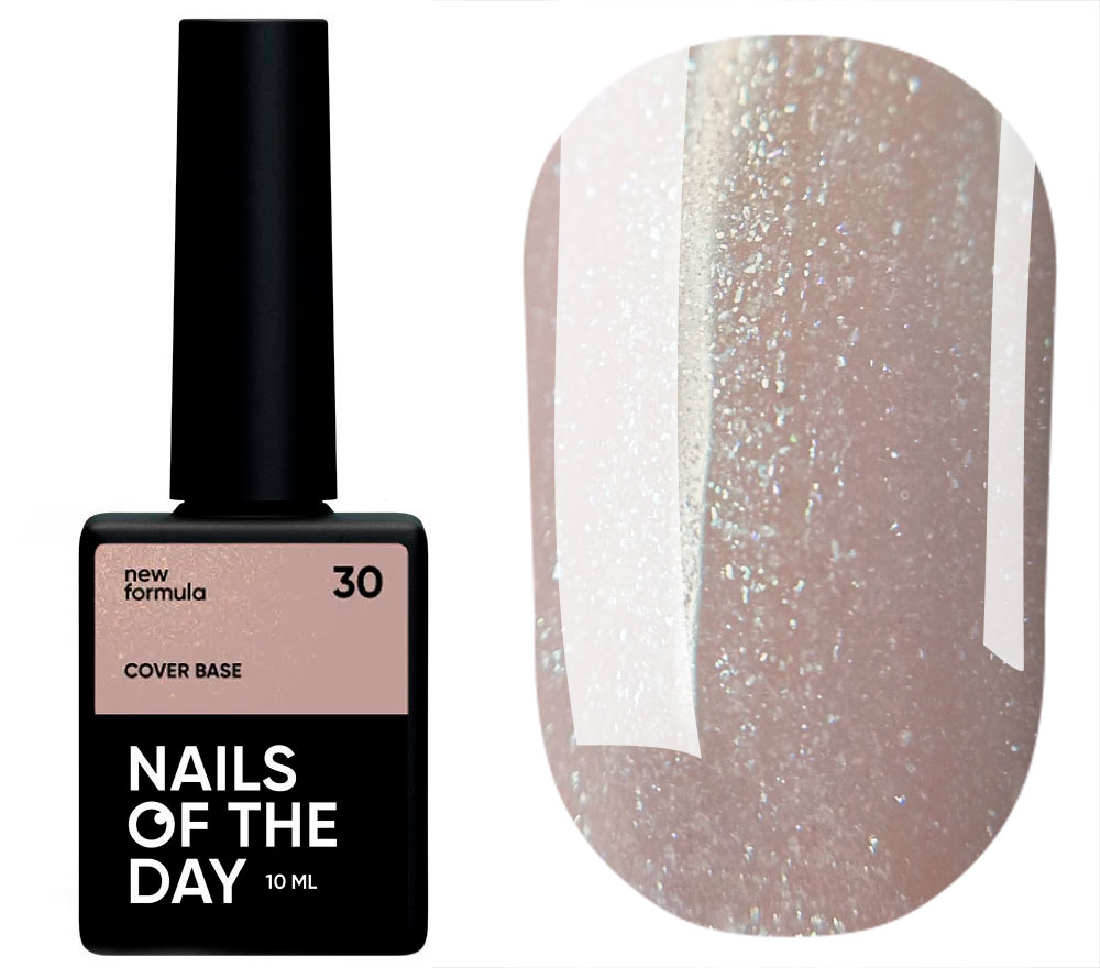 Nails Of The Day База для нігтів Cover base №30 (натурально нюдюва з золотим шимером), 10 мл
