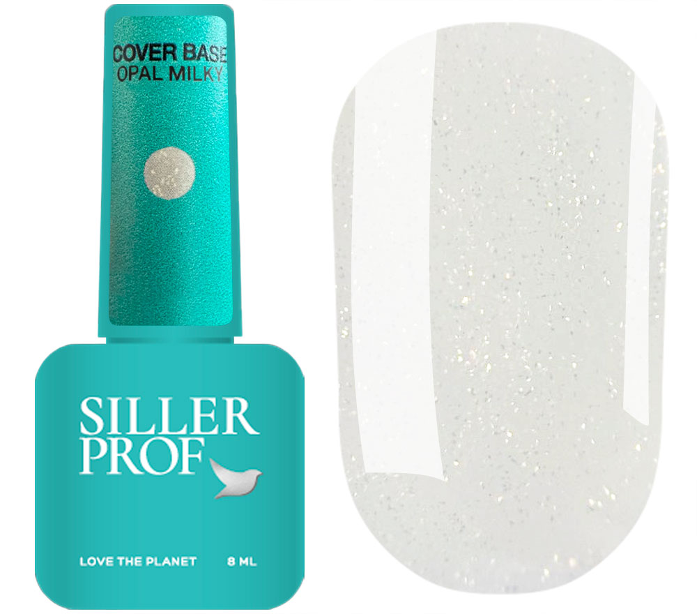 Siller Nail Base Cover Opal Milk (milky with micro glitter), 8 ml