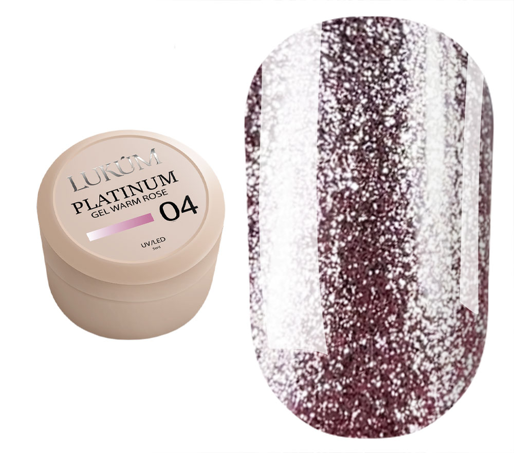 Lukum Гель для ногтей Platinum gel paint 04 (Warm Rose), 5 мл
