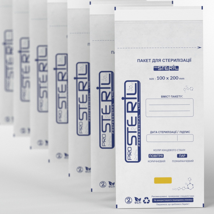 ProSteril Kraft bags for air and steam sterilization, white 100x200 mm, 100 pcs / pack
